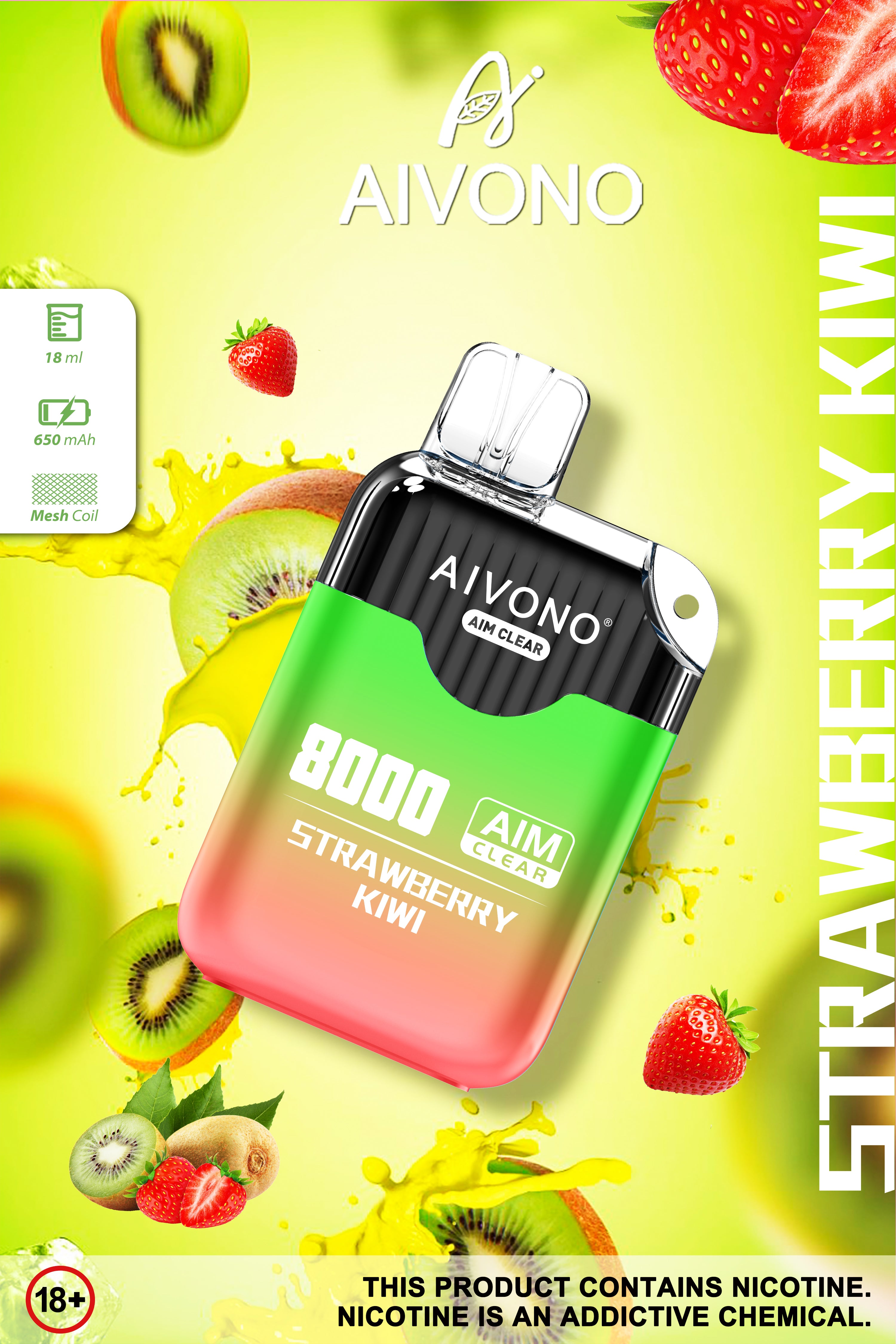 Aim Clear Strawberry Kiwi 8000 Puffs