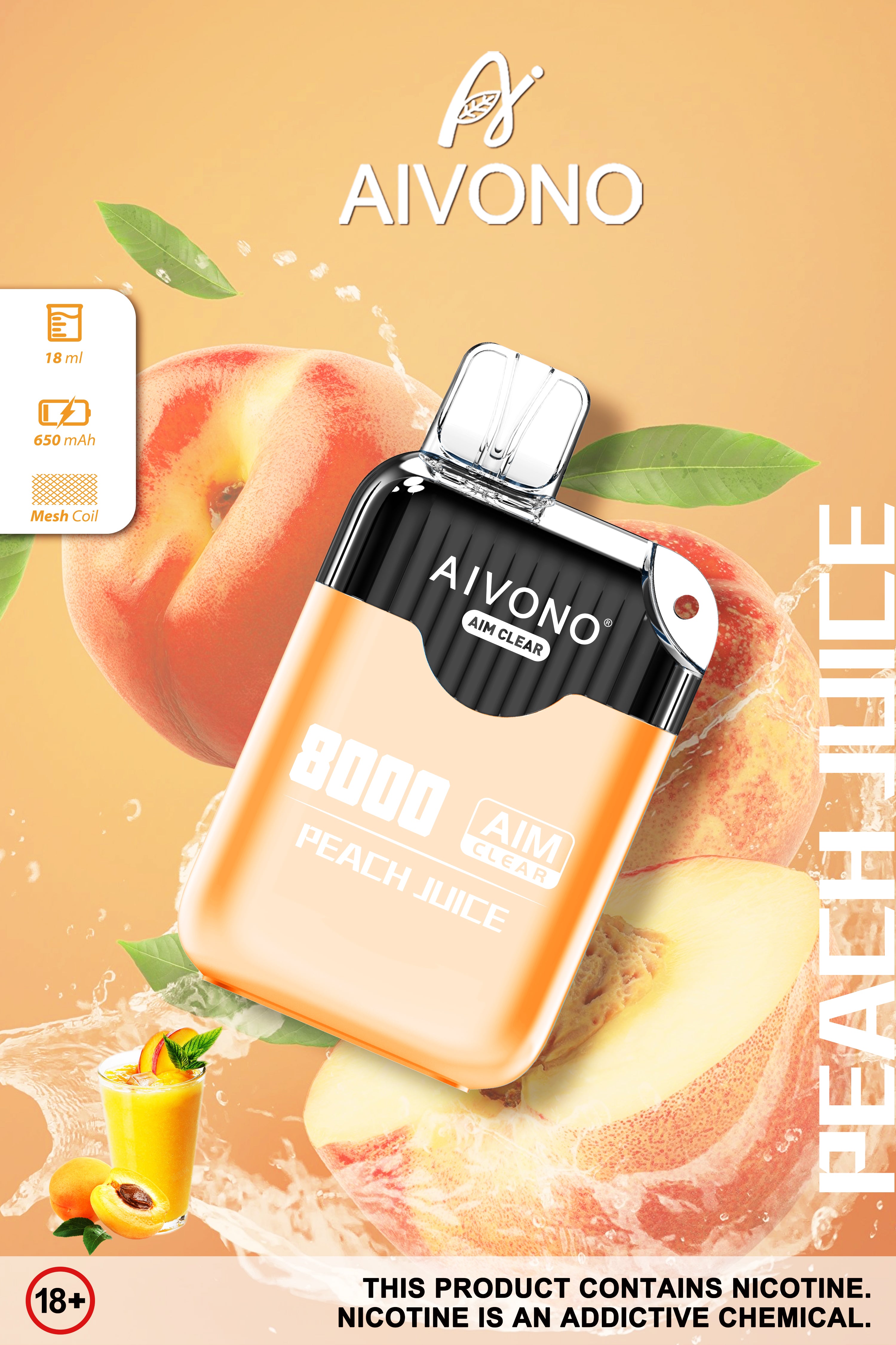 Aim Clear Peach Juice 8000 Puffs
